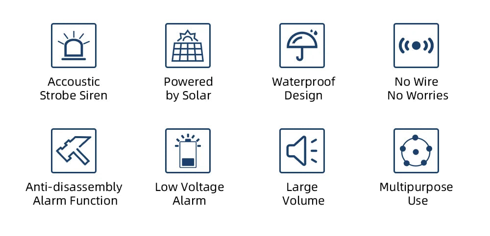 Secure Home Wireless Outdoor Solar Siren Powered Strobe Sound Flash Waterproof Alarm Siren