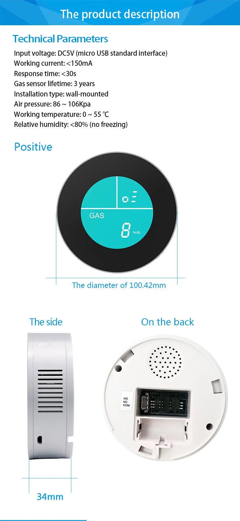 Secure Home LCD Digital Gas Sensor
